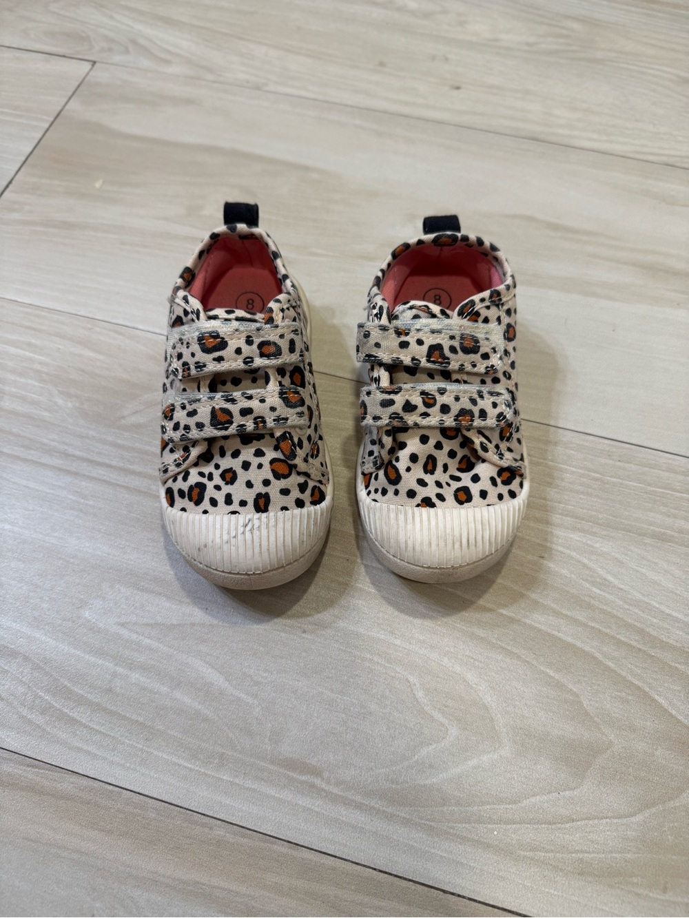 Cat & Jack Leopard Print Velcro Sneakers - White, Orange & Black